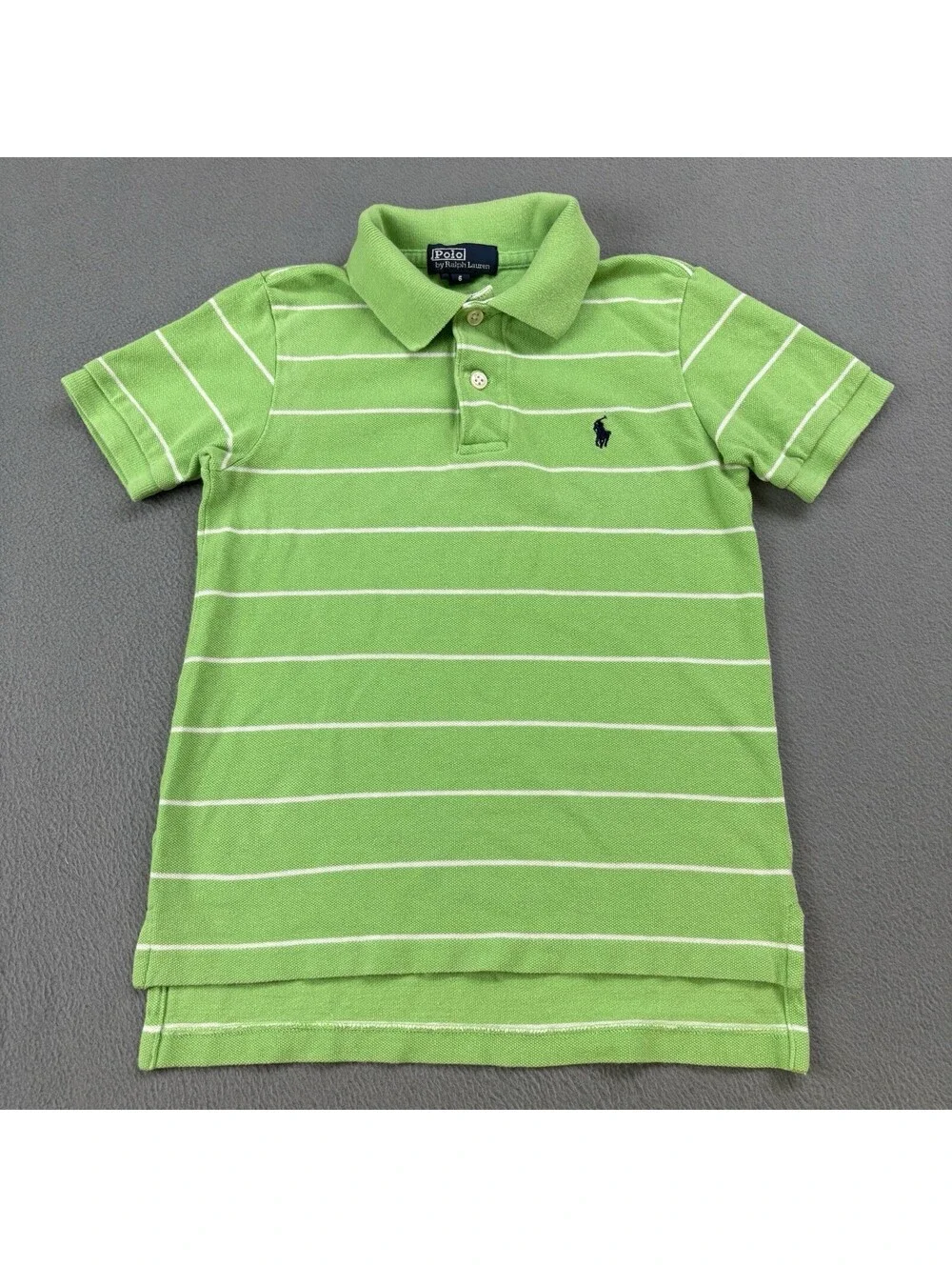 Vintage Polo Ralph Lauren Striped Polo Shirt Kids Size 6 Green